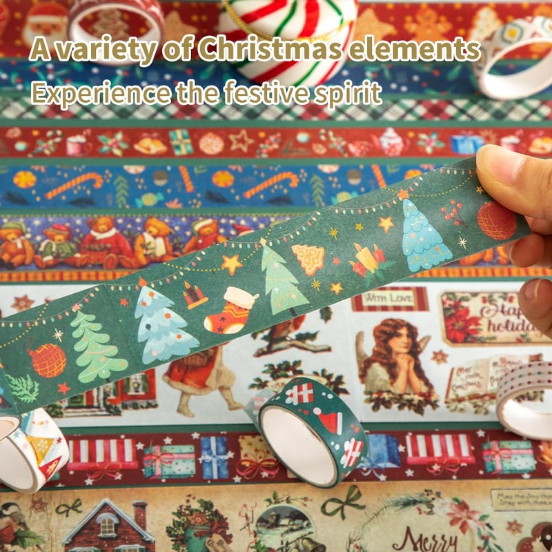 icceemee Christmas Theme Washi Tape Set, 20 Rolls Christmas Theme Washi TapeWritable Decorative Tapes for Scrapbooking, Junk Journal Supplies, Bullet Journaling, 0.6"x79" per Roll - Image 4